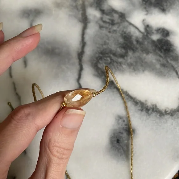 citrine gemstone necklace seed beads necklace - Picture 6 of 16